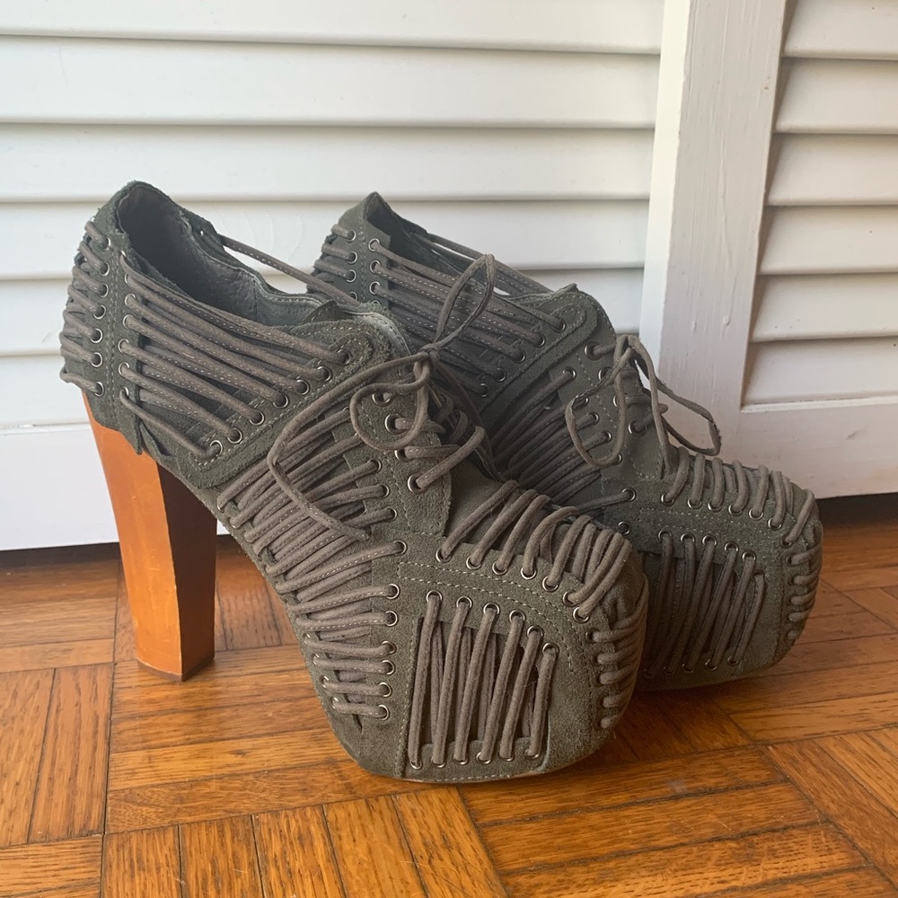 RARE Jeffrey Campbell Shoestring Army Green Lita